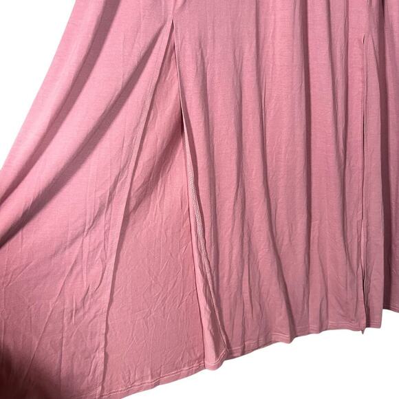 Women’s Muave Maxi Dress Size Medium High Neck Slits Babydoll Lightweight Boho - Picture 5 of 6